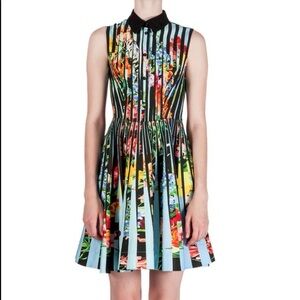 MARY KATRANTZOU Blue Pleated Fit and Flare Dress